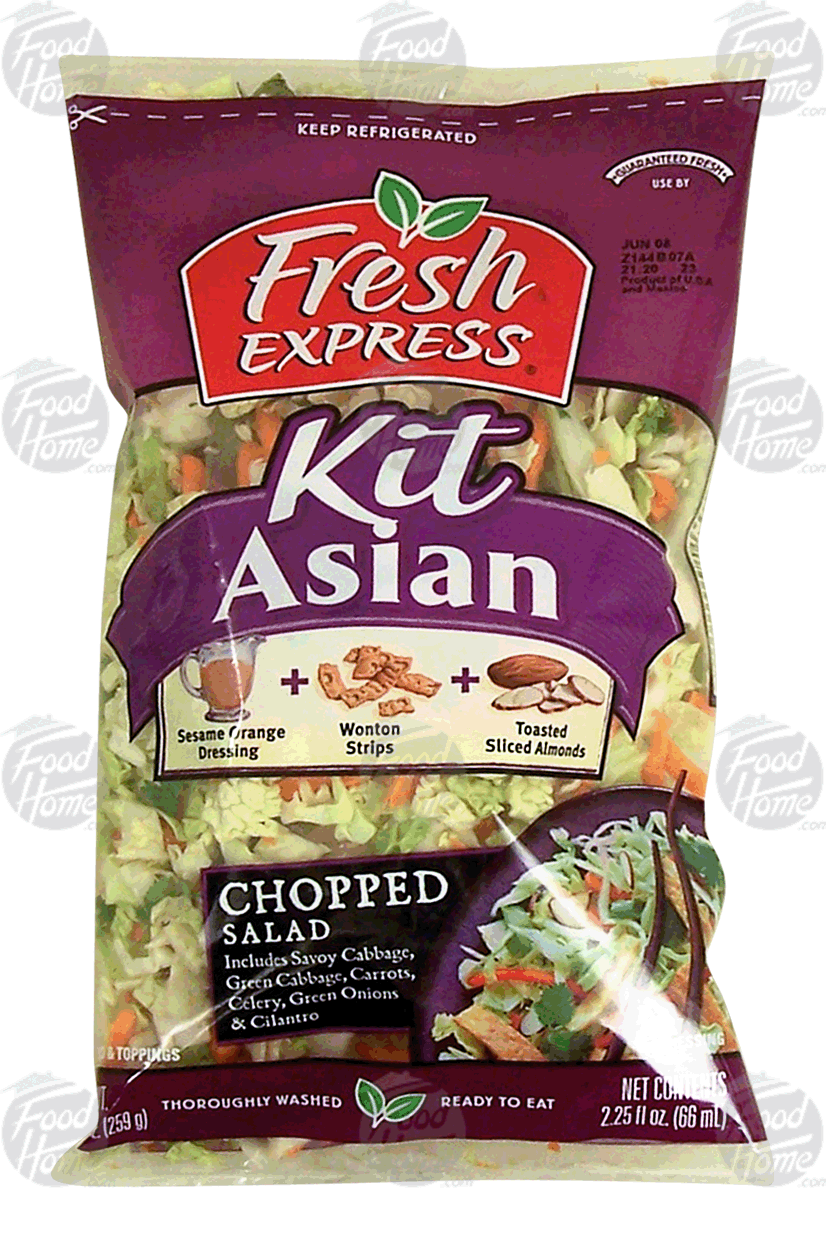 Fresh Express Asian Kit chopped salad cabbage, carrots, celery, green onions; sesame dressing, wonton, almonds Full-Size Picture